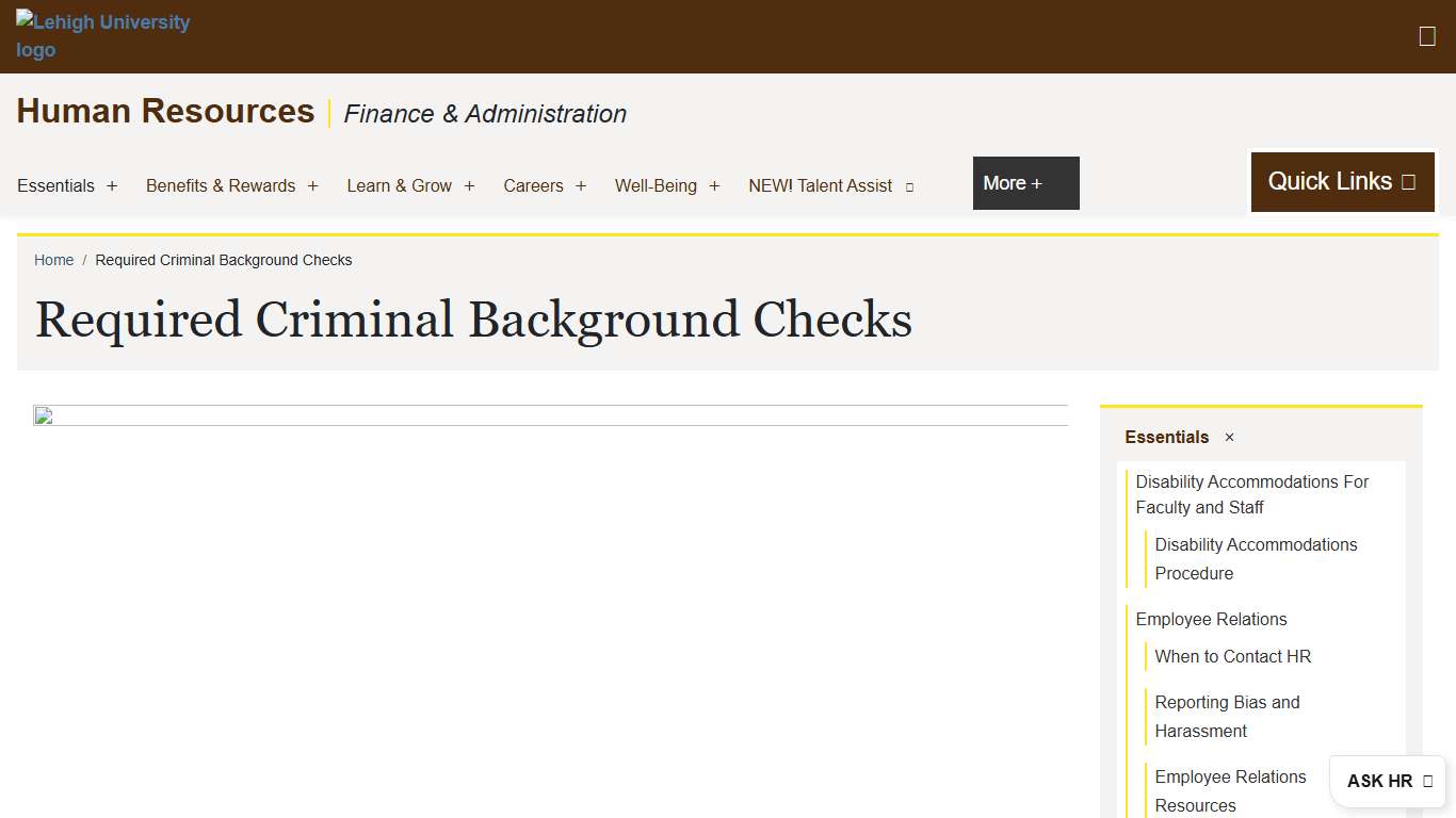 Required Criminal Background Checks Human Resources