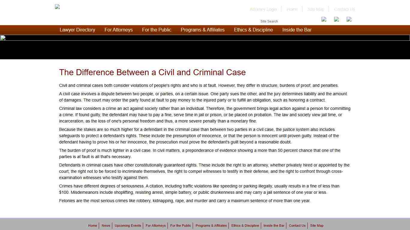 The Mississippi Bar :: The Difference Between a Civil and Criminal Case